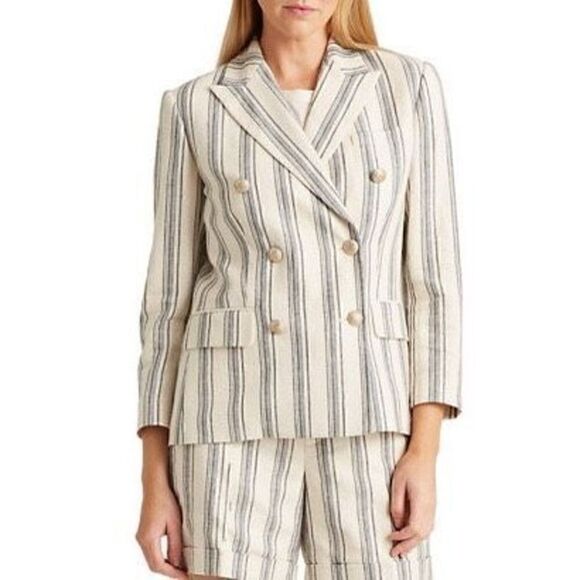 Lauren Ralph Lauren Striped Linen Twill Blazer - Picture 3 of 13